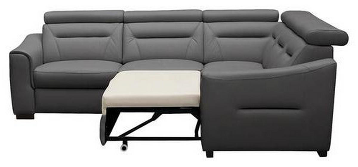 ECKSOFA Lederlook Echtleder Anthrazit  - Wengefarben/Anthrazit, Design, Leder/Holz (260/260cm) - Celina Home