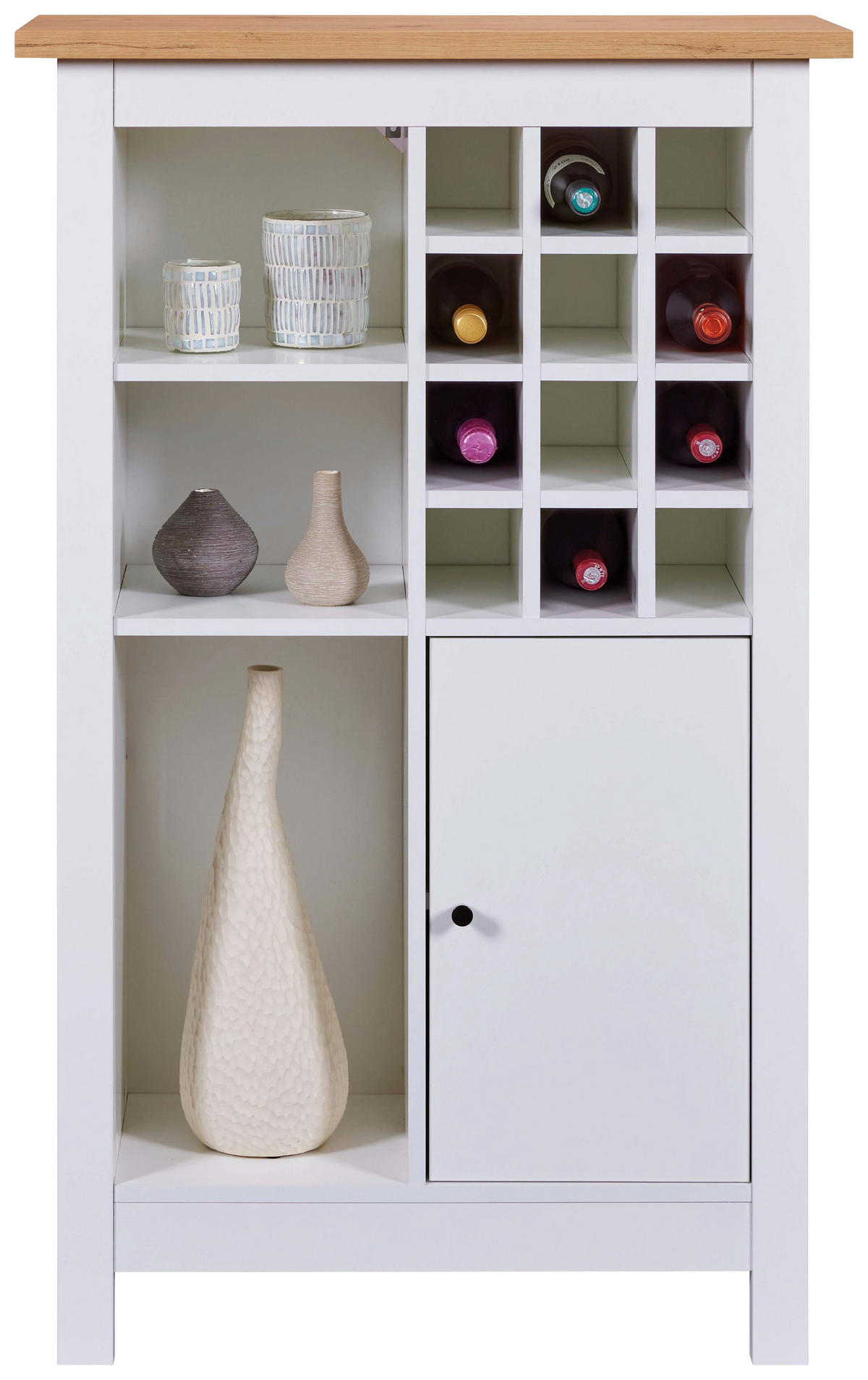 WEINSCHRANK 77/124/33 cm  - Schwarz/Weiß, Design, Holzwerkstoff/Metall (77/124/33cm) - Livetastic