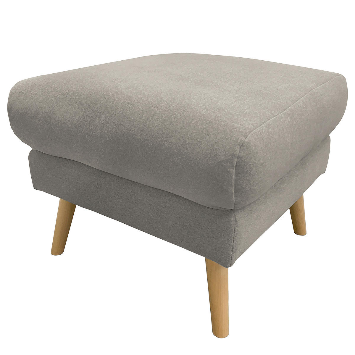 HOCKER Webstoff Grau  - Buchefarben/Grau, Design, Holz/Textil (61/49/65cm) - Livetastic