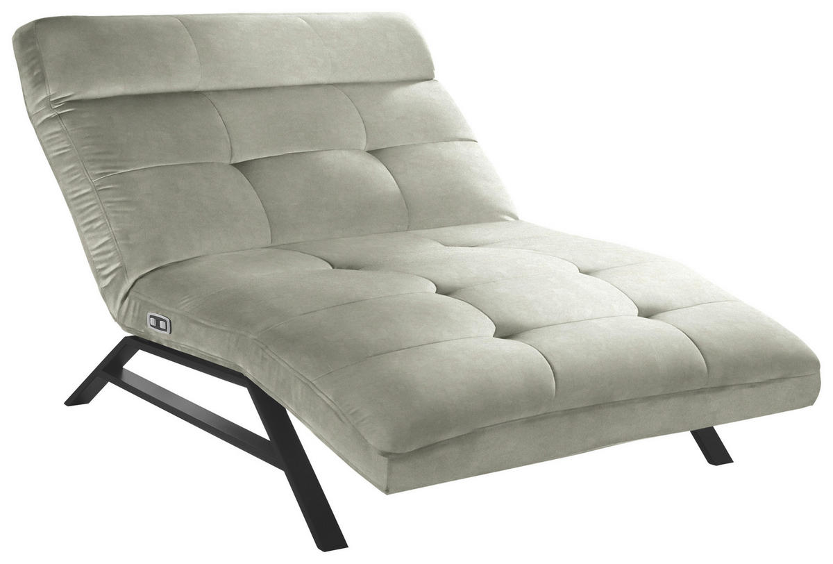Liege mit motorischer Relaxfkt Mikrofaser Hellgrau, Hellgrün  - Hellgrau/Schwarz, Design, Textil/Metall (120/54-113/158-198cm) - Pure Home Lifestyle