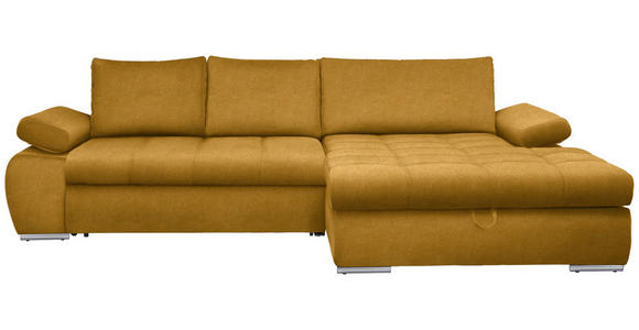 ECKSOFA Gelb Flachgewebe  - Chromfarben/Gelb, Design, Kunststoff/Textil (294/173cm) - Carryhome