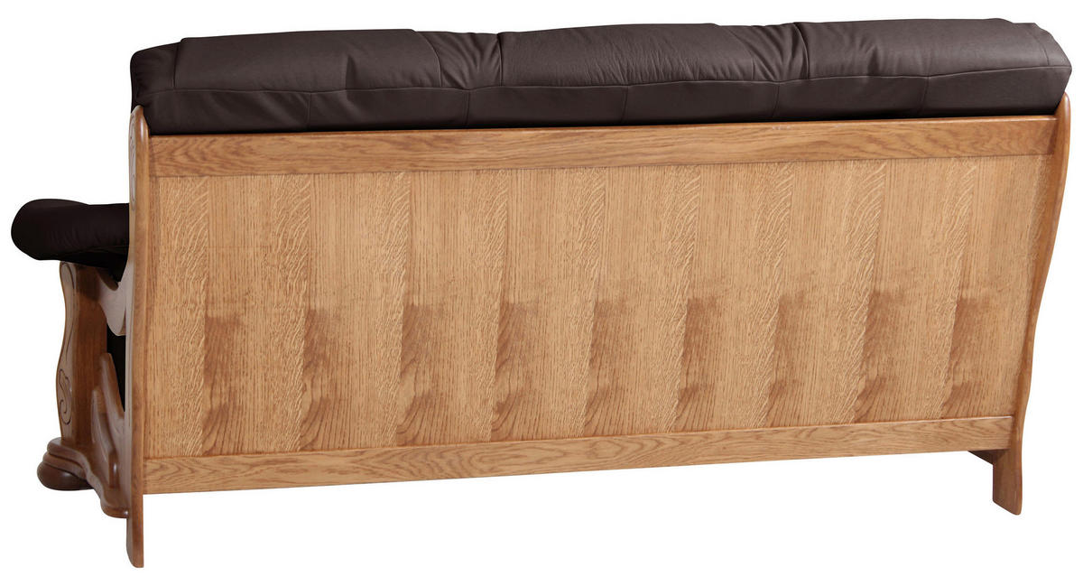 3-SITZER-SOFA in Echtleder Braun  - Eichefarben/Braun, LIFESTYLE, Leder/Holz (205/95/95cm) - Max Winzer