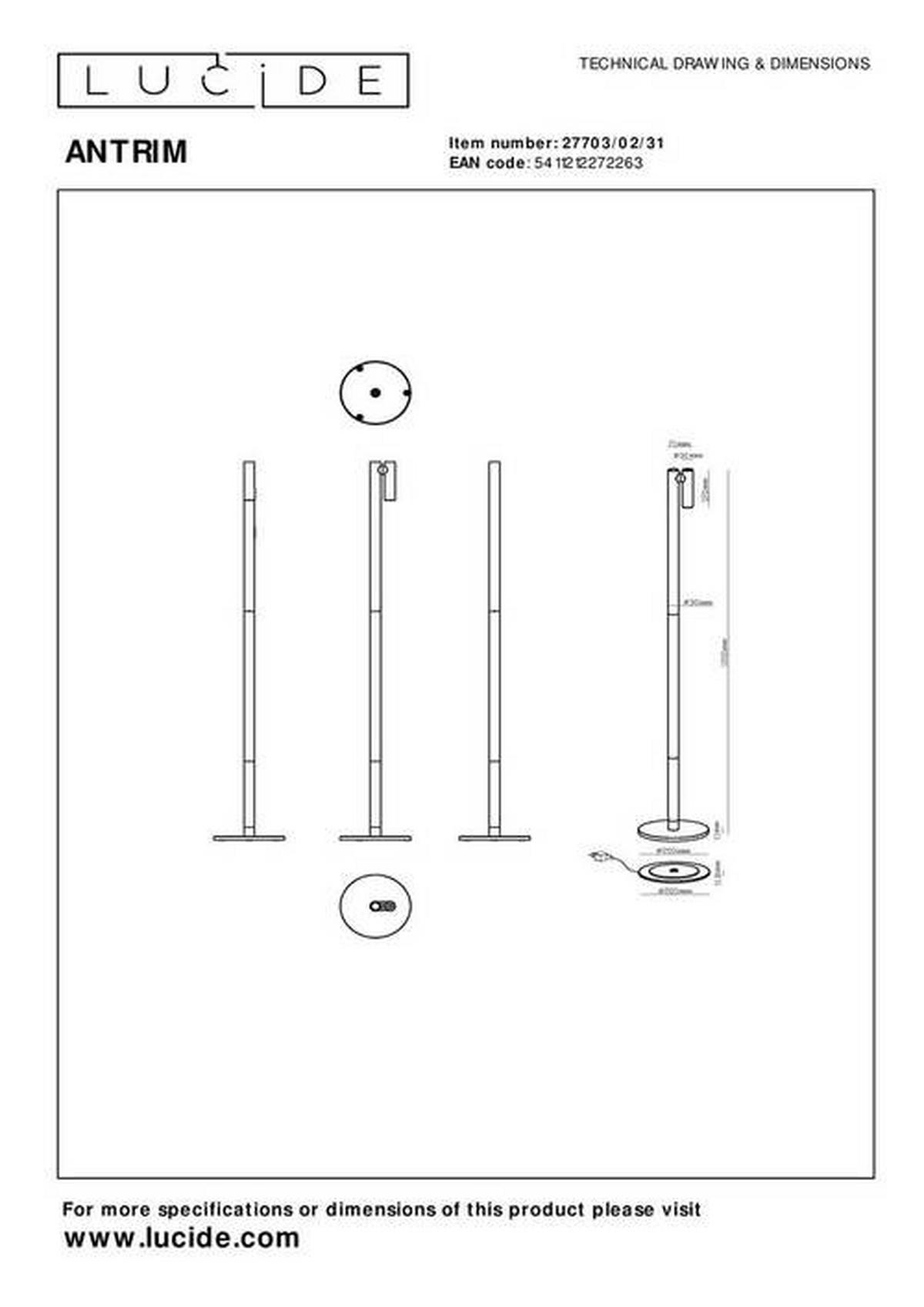 STEHLEUCHTE 20/20/120 cm    - Design, Metall (20/20/120cm) - Lucide