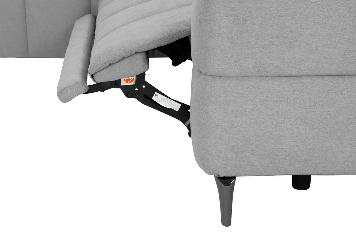ECKSOFA in Mikrofaser Hellgrau  - Silberfarben/Hellgrau, Design, Textil/Metall (161/242cm) - Livetastic