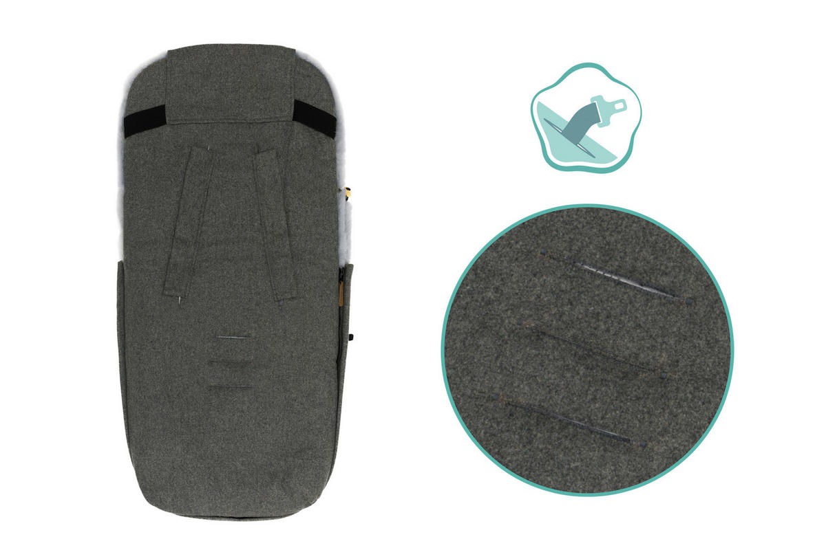 BUGGY-FUßSACK Bernina Wool  - Dunkelgrau, Trend, Textil/Fell (50/100cm) - Jimmylee