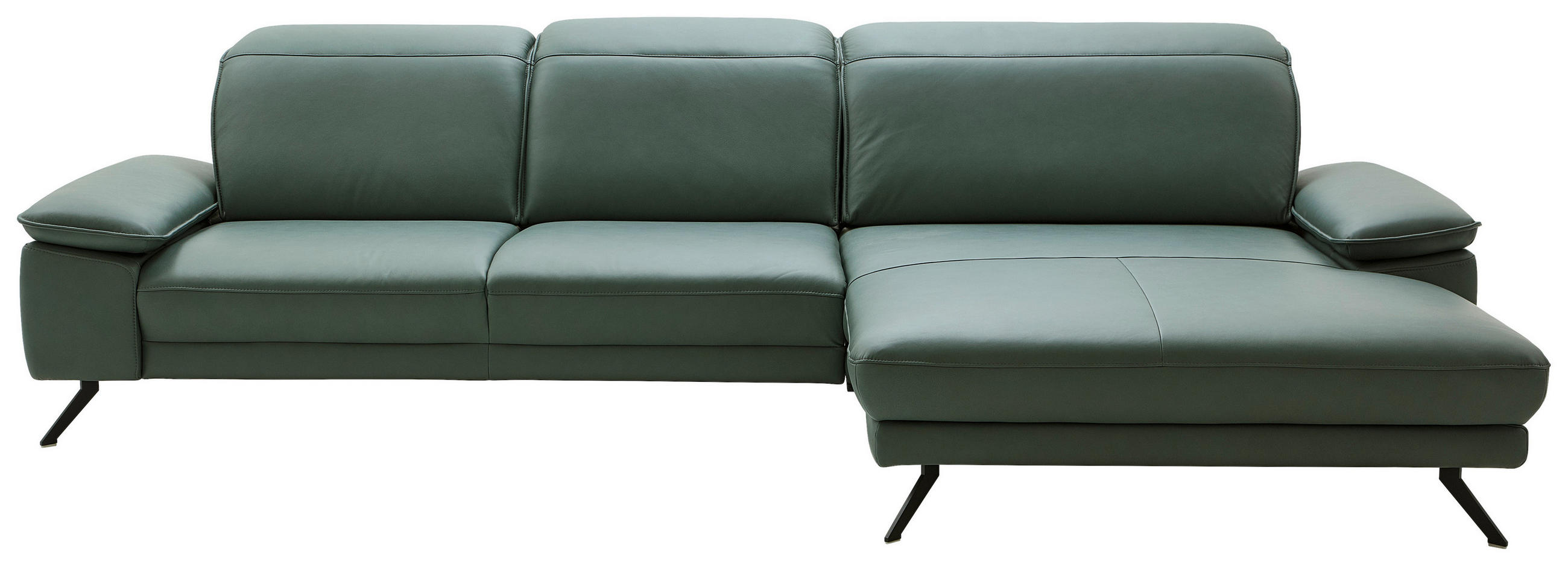 ECKSOFA  in Echtleder Opal  332/193 cm  - Opal/Schwarz, Design, Leder/Metall (332/193cm) - Dieter Knoll