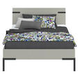 BETT 120/200 cm  in Hellgrau  - Hellgrau/Schwarz, Design, Holzwerkstoff/Metall (120/200cm) - Xora