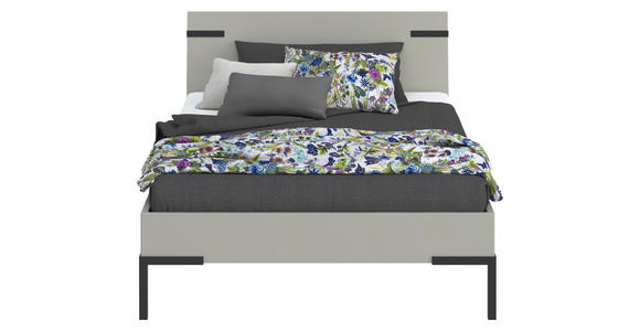 BETT 120/200 cm  in Hellgrau  - Hellgrau/Schwarz, Design, Holzwerkstoff/Metall (120/200cm) - Xora
