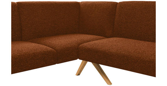 ECKBANK 172/218 cm Webstoff Haselnussfarben Eiche vollmassiv   - Eichefarben/Haselnussfarben, KONVENTIONELL, Holz/Textil (172/218cm) - Linea Natura