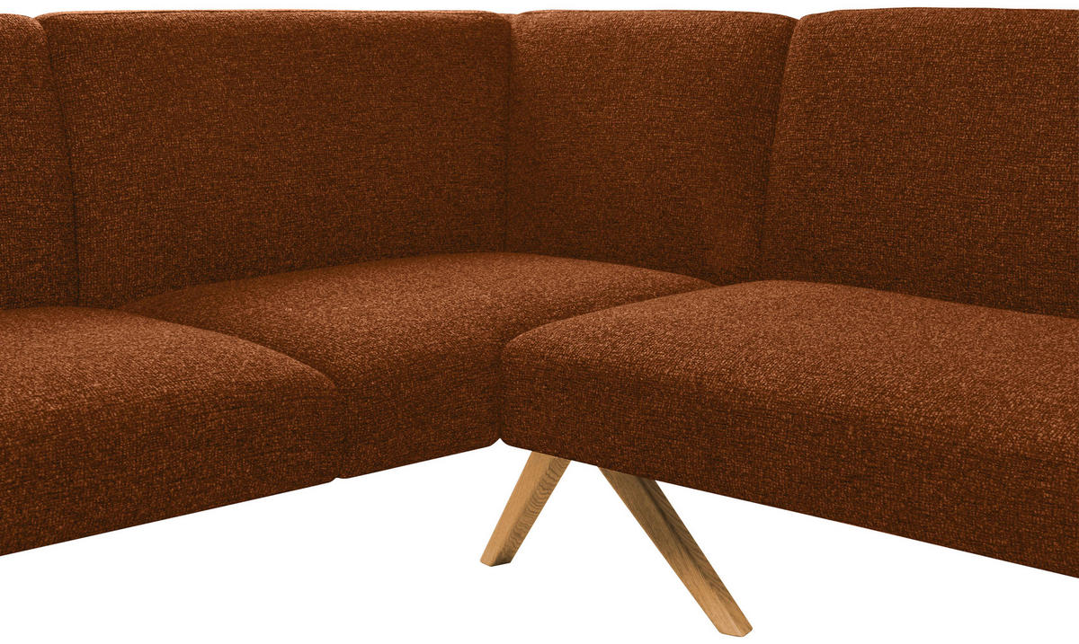 ECKBANK 172/218 cm Webstoff Haselnussfarben Eiche vollmassiv   - Eichefarben/Haselnussfarben, KONVENTIONELL, Holz/Textil (172/218cm) - Linea Natura