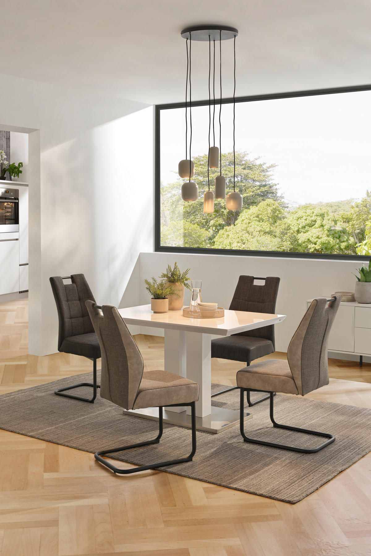 MASĂ din metal, material pe bază de lemn 120/80/76 cm   - alb/culoare inox, Design, metal/material pe bază de lemn (120/80/76cm) - Xora