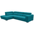 ECKSOFA in Mikrofaser Türkis 207/301 cm - Türkis/Chromfarben, Design, Textil/Metall (207/301cm) - Xora
