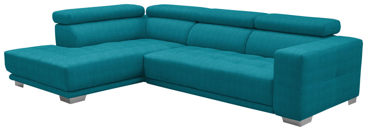 ECKSOFA in Mikrofaser Türkis  - Türkis/Chromfarben, Design, Textil/Metall (207/301cm) - Xora