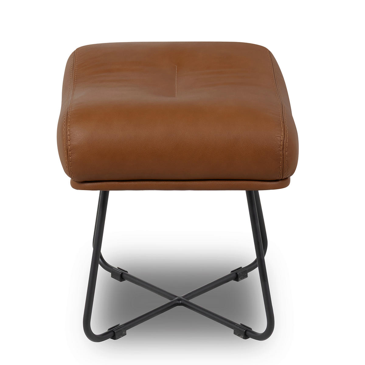 SESSELSET Echtleder Cognac  - Cognac/Kirschrot, Design, Leder/Metall (67/87/74cm) - Livetastic