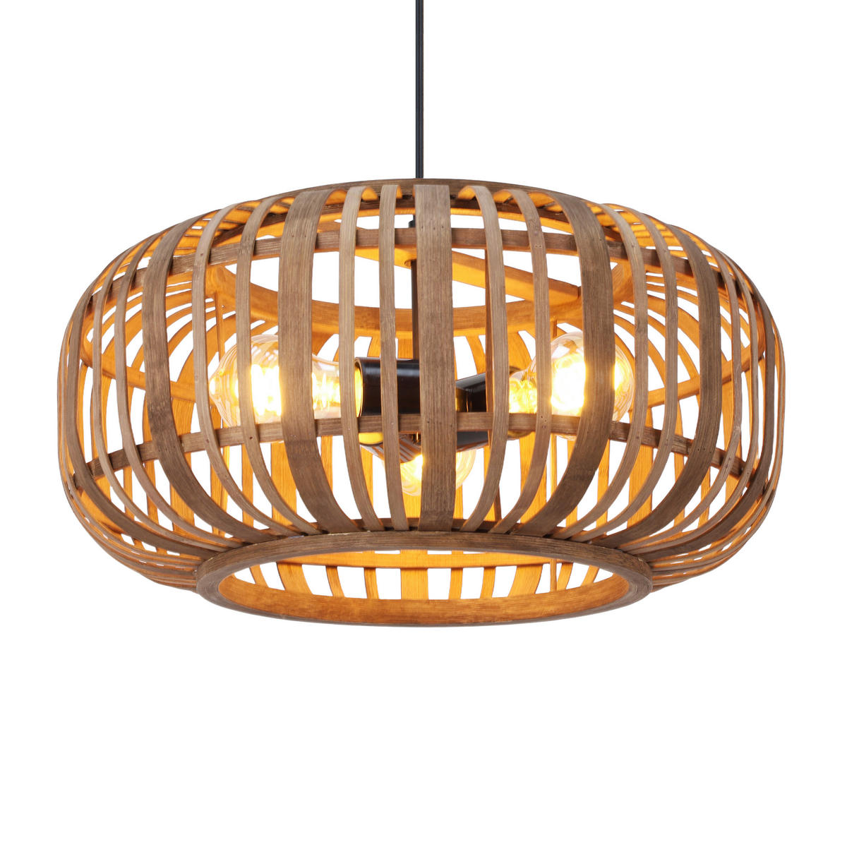 HÄNGELEUCHTE Vinkovci 40/120 cm  - Schwarz/Naturfarben, Design, Naturmaterialien/Metall (40/120cm) - Marama