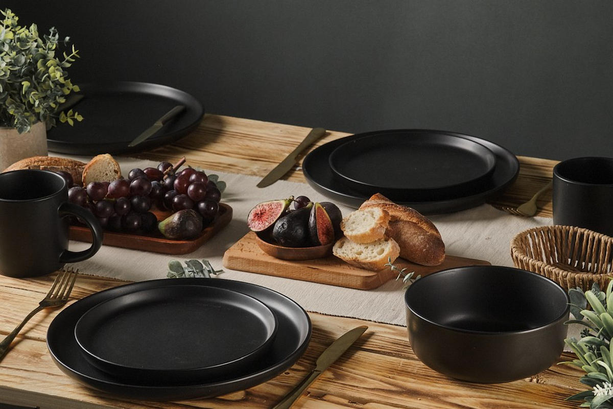 KOMBISERVICE Salerno 16-teilig  - Schwarz, Trend, Keramik - Novel