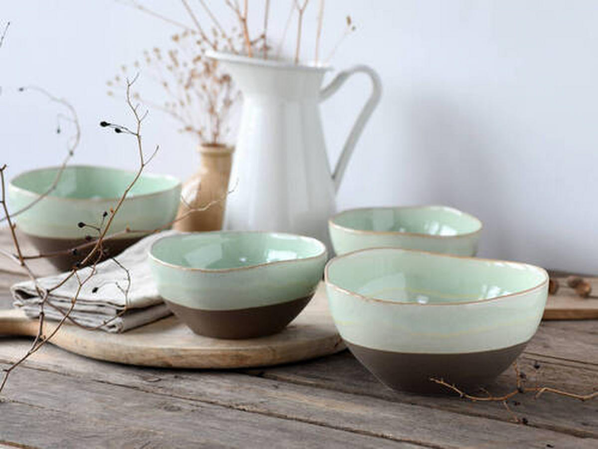 SCHALE 4-teilig   - Salbeigrün, Trend, Keramik - Creatable