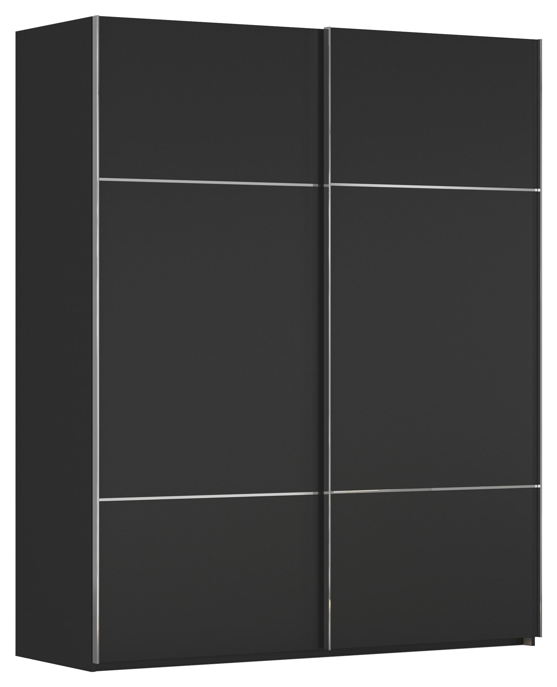 SCHWEBETÜRENSCHRANK 201/223/68 cm 2-türig Schwarz  - Chromfarben/Schwarz, KONVENTIONELL, Holzwerkstoff/Metall (201/223/68cm) - Novel