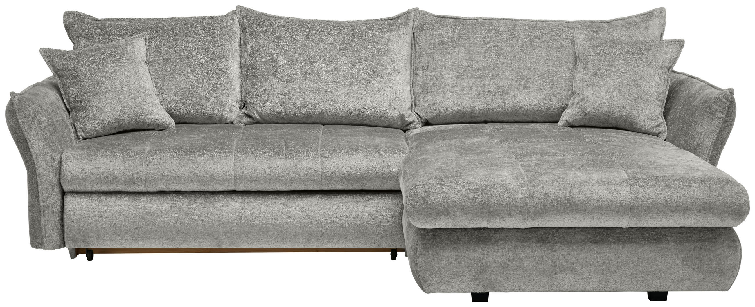 ECKSOFA  in Chenille Silberfarben  - Silberfarben/Schwarz, KONVENTIONELL, Kunststoff/Textil (275/180cm) - Stylife