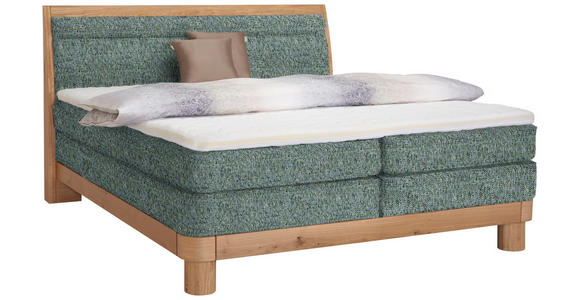 BOXSPRINGBETT 180/200 cm  in Blau, Grün, Eichefarben  - Blau/Eichefarben, Natur, Holz/Textil (180/200cm) - Valnatura