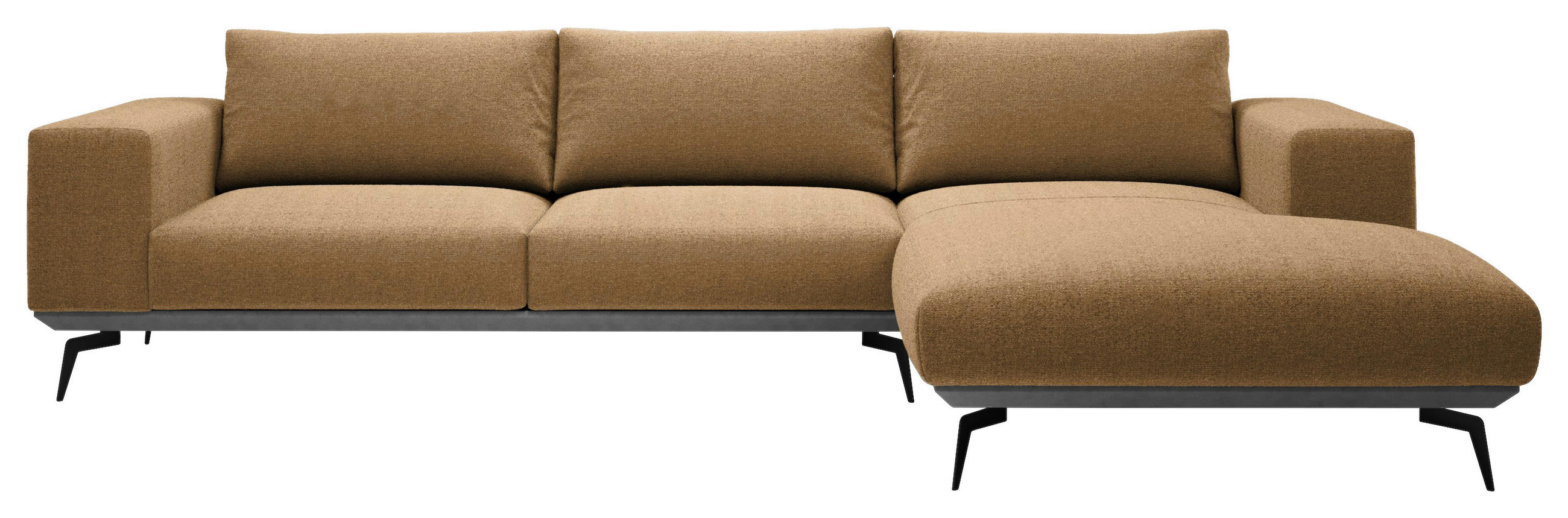 ECKSOFA in Chenille Rostfarben  - Rostfarben/Schwarz, Design, Holz/Textil (330/180cm) - MID.YOU