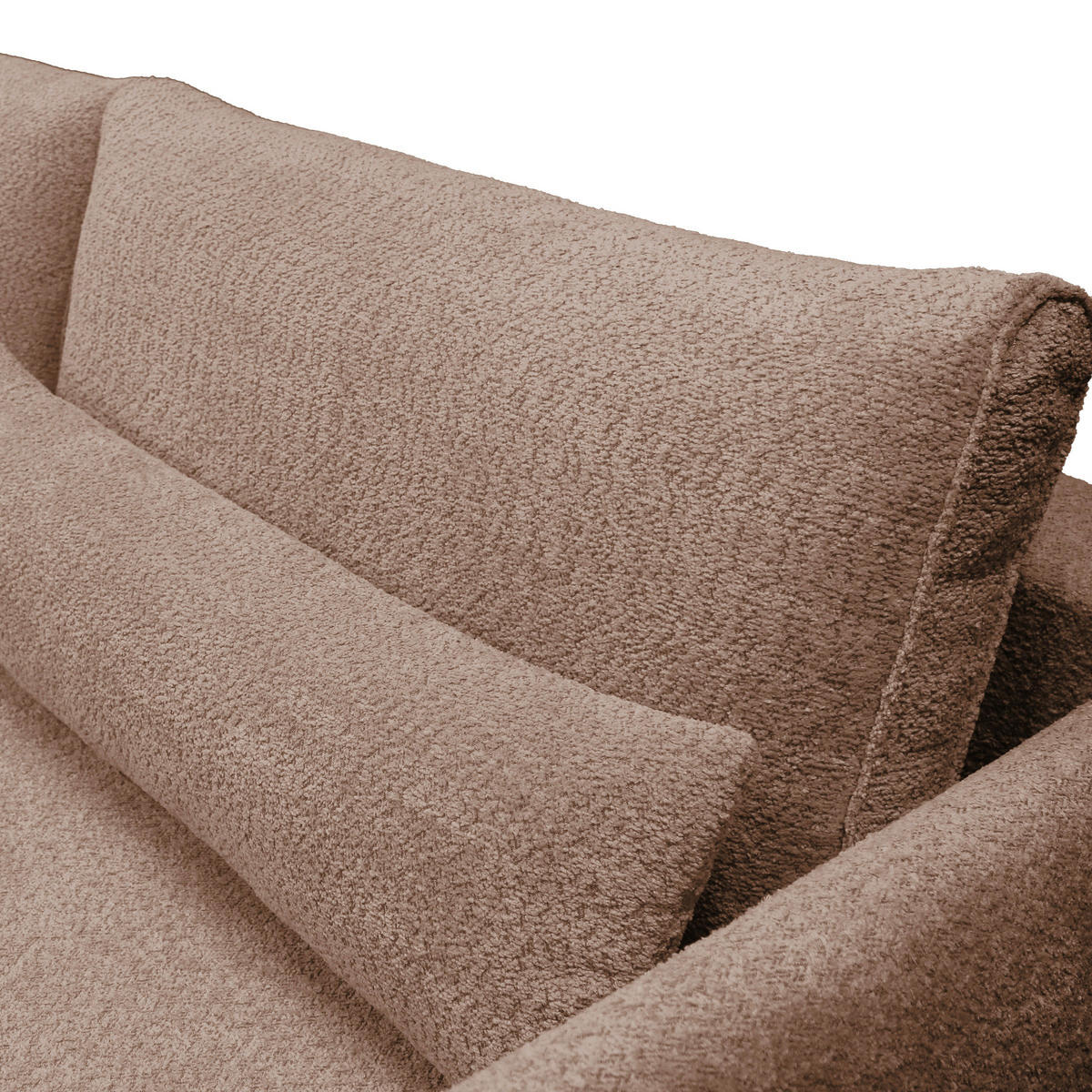 ECKSOFA in Bouclé Braun  - Creme/Schwarz, Design, Textil/Metall (273/204cm) - MID.YOU