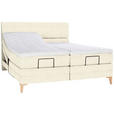 BOXSPRINGBETT 180/200 cm  in Creme  - Eichefarben/Creme, KONVENTIONELL, Holz/Textil (180/200cm) - Voleo