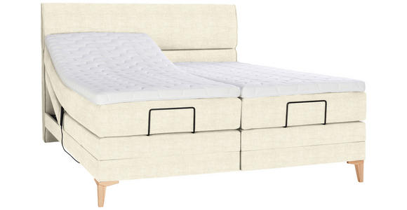 BOXSPRINGBETT 160/200 cm  in Creme  - Eichefarben/Creme, KONVENTIONELL, Holz/Textil (160/200cm) - Voleo