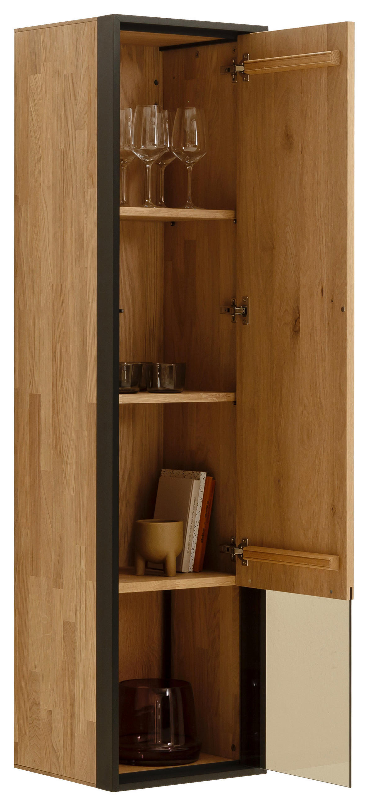 HÄNGEVITRINE in Anthrazit, Eichefarben   - Eichefarben/Anthrazit, Design, Glas/Holz (38/154/37cm) - Schöner Wohnen