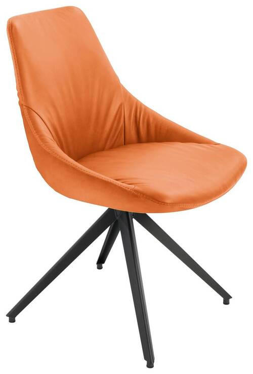 STUHL Echtleder Dunkelorange  - Anthrazit/Dunkelorange, Design, Leder/Metall (55/87/62cm) - Bert Plantagie