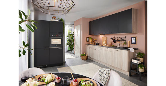 ECKKÜCHE 120/300 cm  in Schwarz, Eichefarben  - Eichefarben/Schwarz, Design, Holzwerkstoff/Metall (120/300cm) - Xora