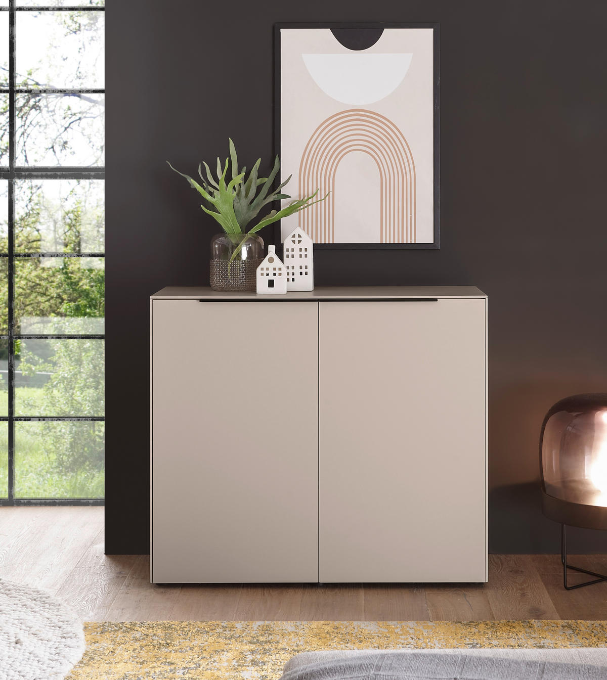 KOMMODE , 100/87/38 cm,  - Kaschmir/Schwarz, Design, Holzwerkstoff/Kunststoff (100/87/38cm) - Voleo