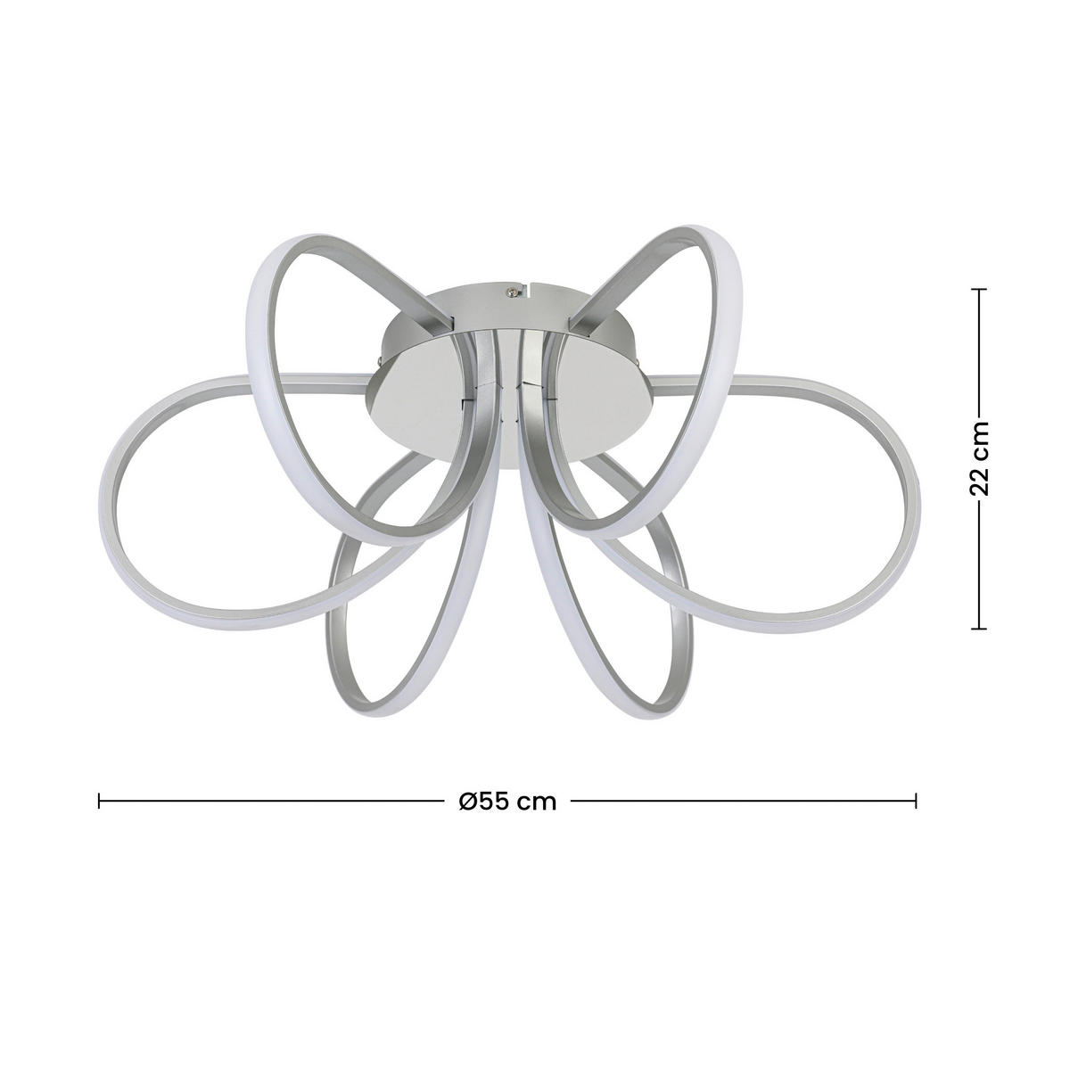 DECKENLEUCHTE  55/22 cm    - Chromfarben/Silberfarben, Trend, Kunststoff/Metall (55/22cm) - Collett's Monde