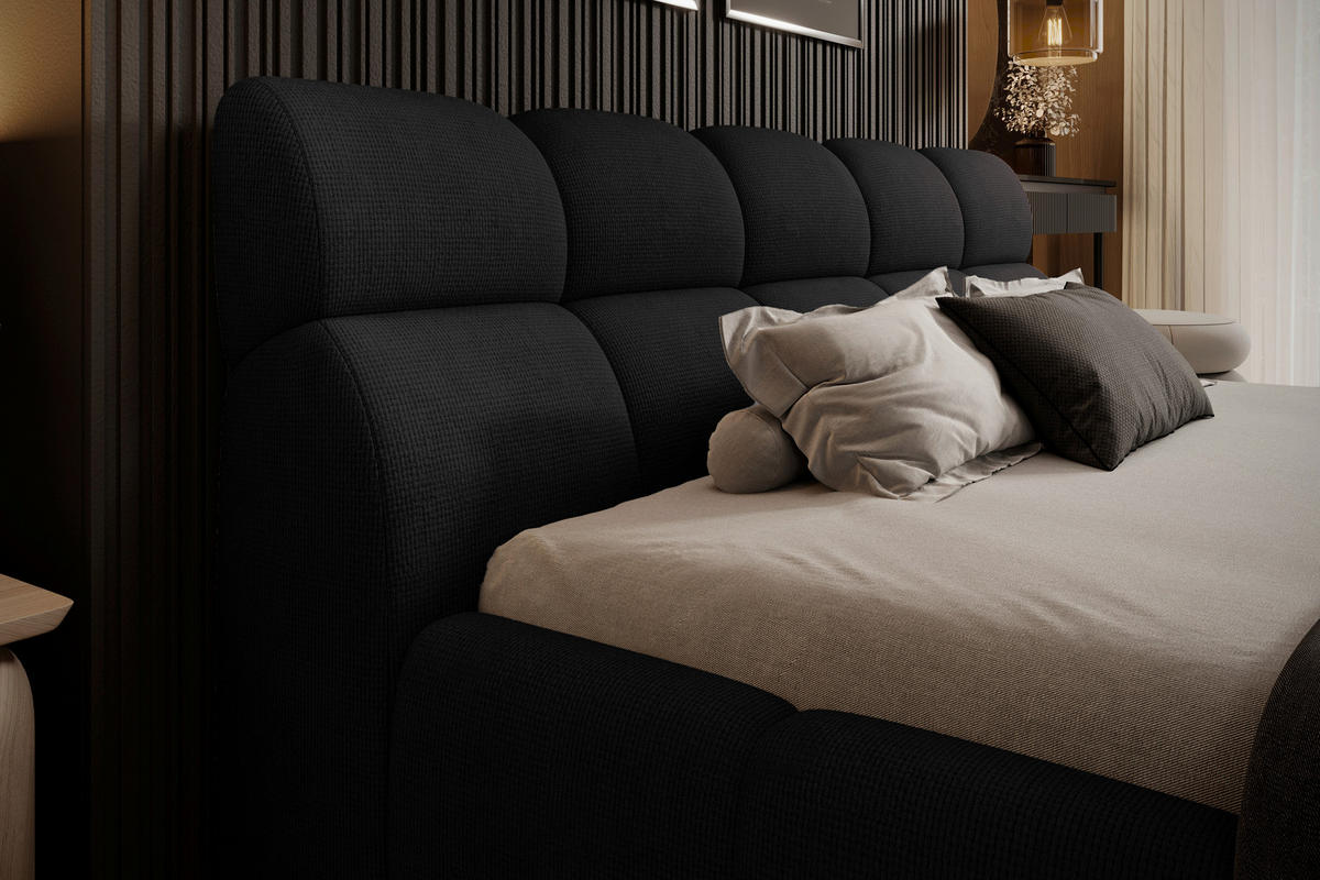 POLSTERBETT 160/200 cm,  in Schwarz,  - Schwarz, Design, Kunststoff/Textil (160/200cm) - Esposa