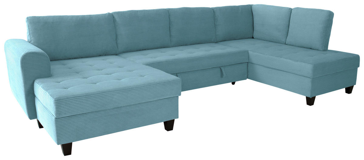 WOHNLANDSCHAFT MORITZ Hellblau Cord  - Hellblau, Trend, Textil (155/324/178cm) - P & B