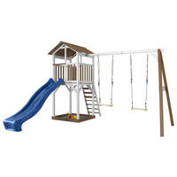 AXI Beach Tower Double Swing 349/241,90/356,60 cm  - Blau/Braun, KONVENTIONELL, Holz (349/241,90/356,60cm) - Ambia Garden