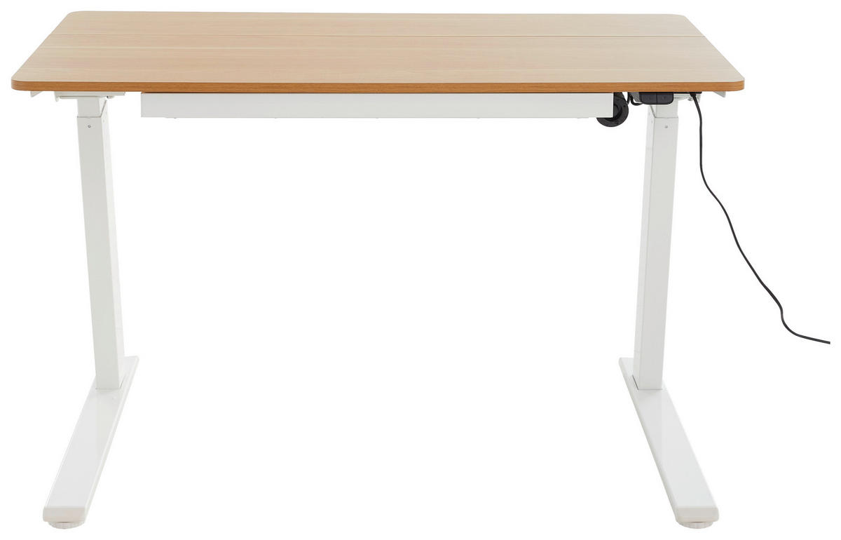 SCHREIBTISCH 120/60/73 cm  in Naturfarben, Weiß  - Weiß/Naturfarben, MODERN, Holzwerkstoff/Metall (120/60/73cm) - Livetastic