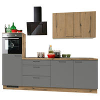 KÜCHENBLOCK 270 cm   in Anthrazit, Eichefarben  - Eichefarben/Anthrazit, KONVENTIONELL, Holzwerkstoff/Metall (270cm) - Welnova