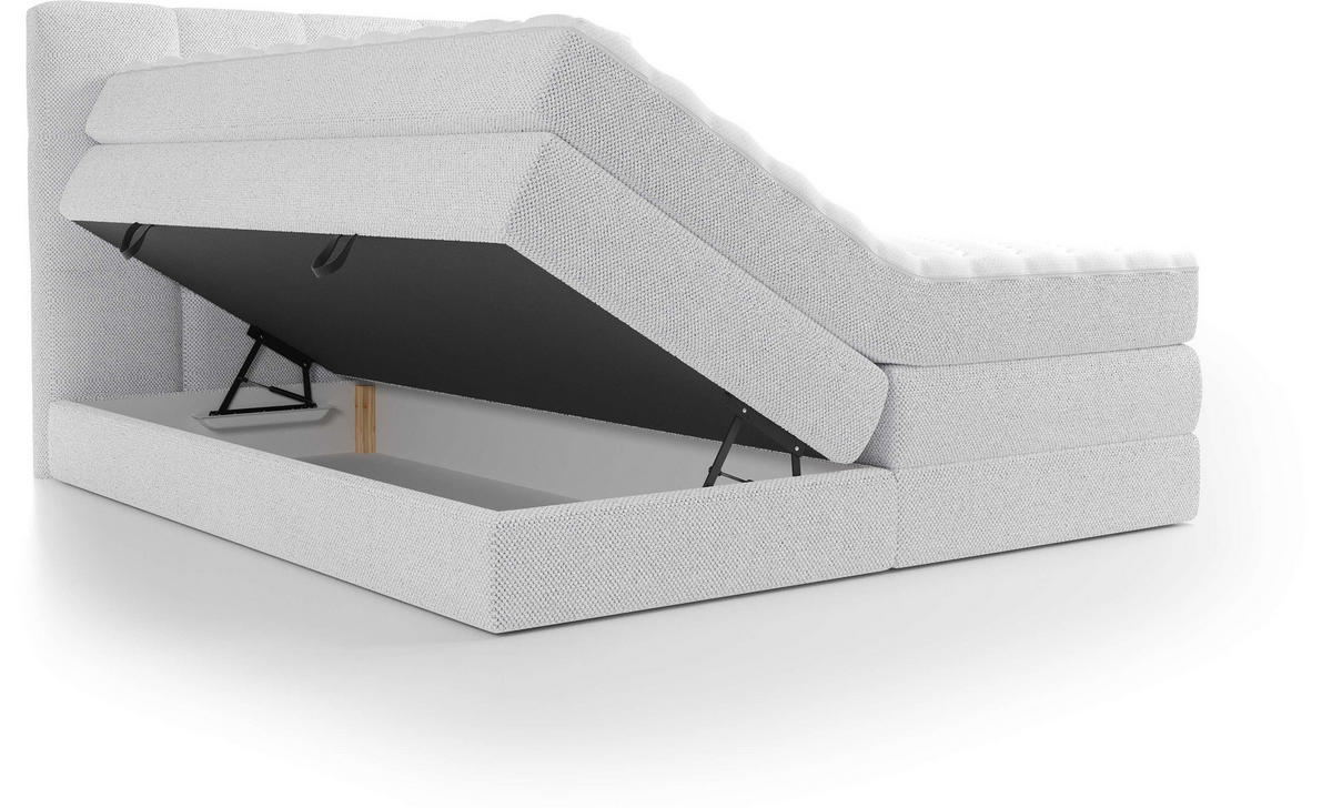 BOXSPRINGBETT 180/200 cm  in Hellgrau  - Hellgrau/Schwarz, Design, Kunststoff/Textil (180/200cm) - Esposa