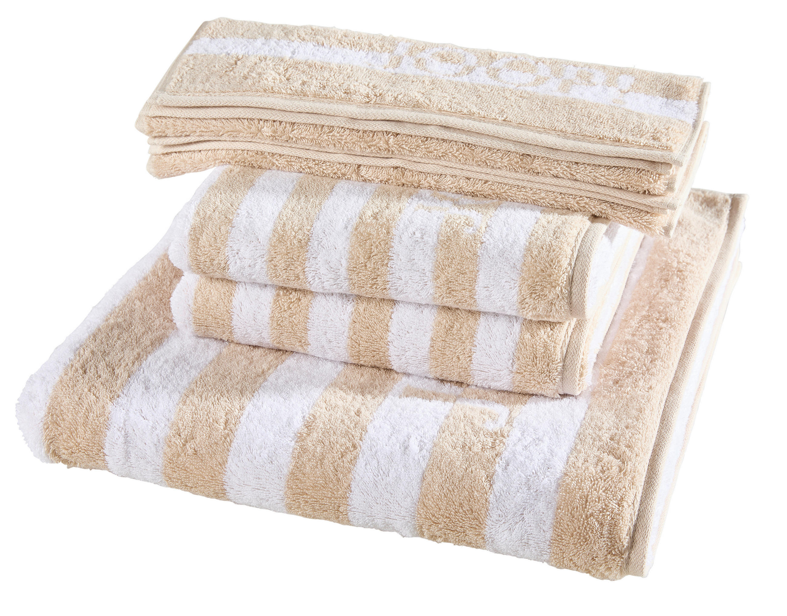 FROTTIERSET Split Stripes Naturfarben, Beige 5-teilig  - Beige/Naturfarben, Basics, Textil - Joop!