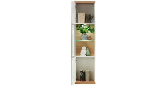 HÄNGEVITRINE in Weiß, Eichefarben - Chromfarben/Eichefarben, MODERN, Glas/Holzwerkstoff (40/165/31cm) - Hom`in