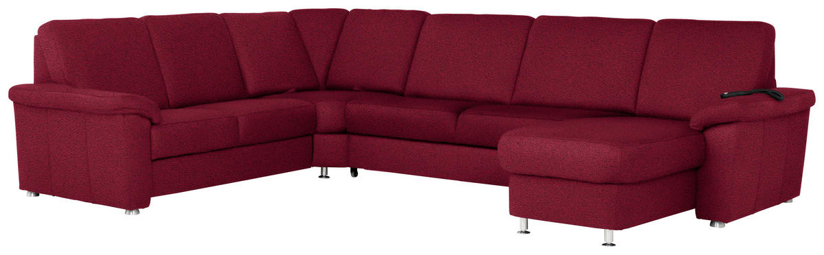 WOHNLANDSCHAFT Weinrot Flachgewebe  - Chromfarben/Weinrot, KONVENTIONELL, Textil/Metall (240/330/163cm) - Beldomo System
