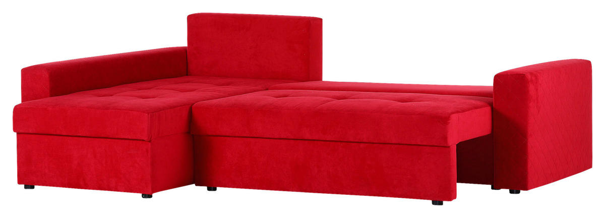 ECKSOFA Rot Flachgewebe  - Rot/Schwarz, KONVENTIONELL, Kunststoff/Textil (176/243cm) - MID.YOU