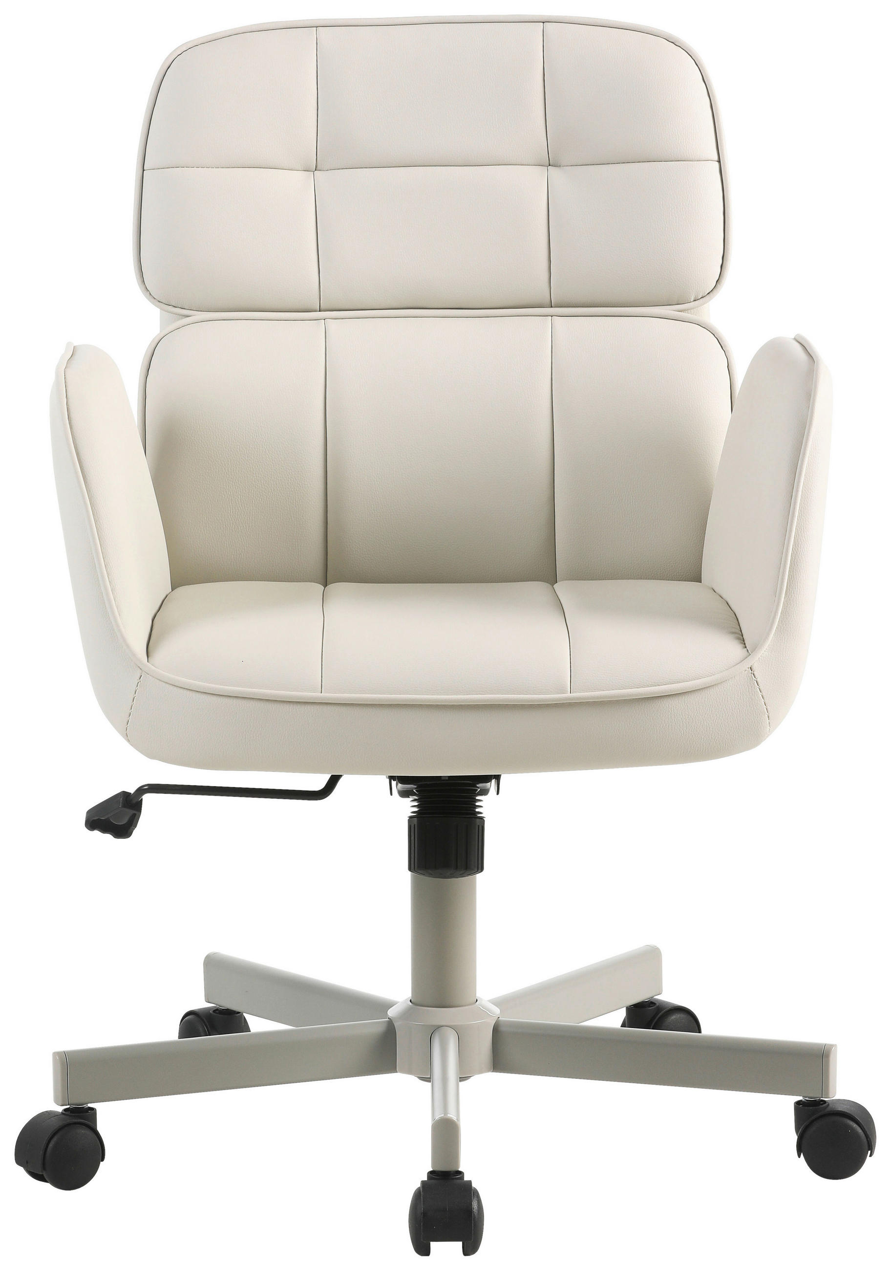 SNURRSTOL  i läderimitation cremefärgad, ljusgrå  - ljusgrå/cremefärgad, Design, metall/textil (56,5/84,5-92/59,5cm) - Carryhome