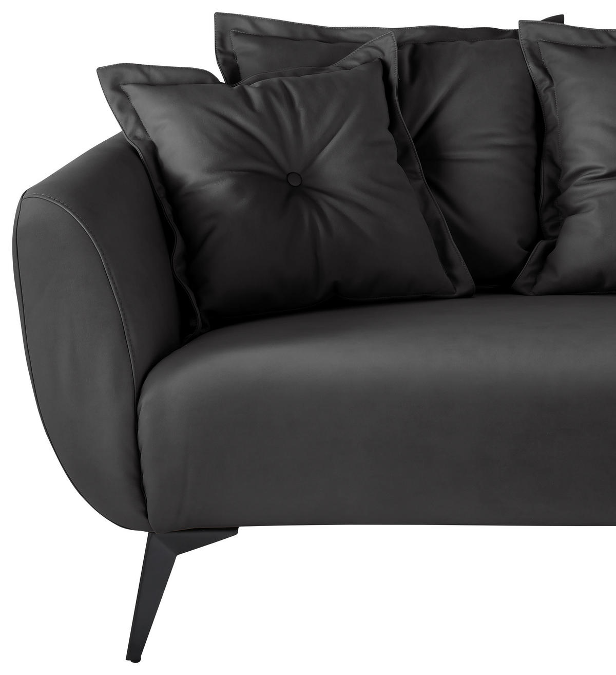 3-SITZER-SOFA in Lederlook Schwarz  - Schwarz, Modern, Textil/Metall (236/94/103cm) - Livetastic