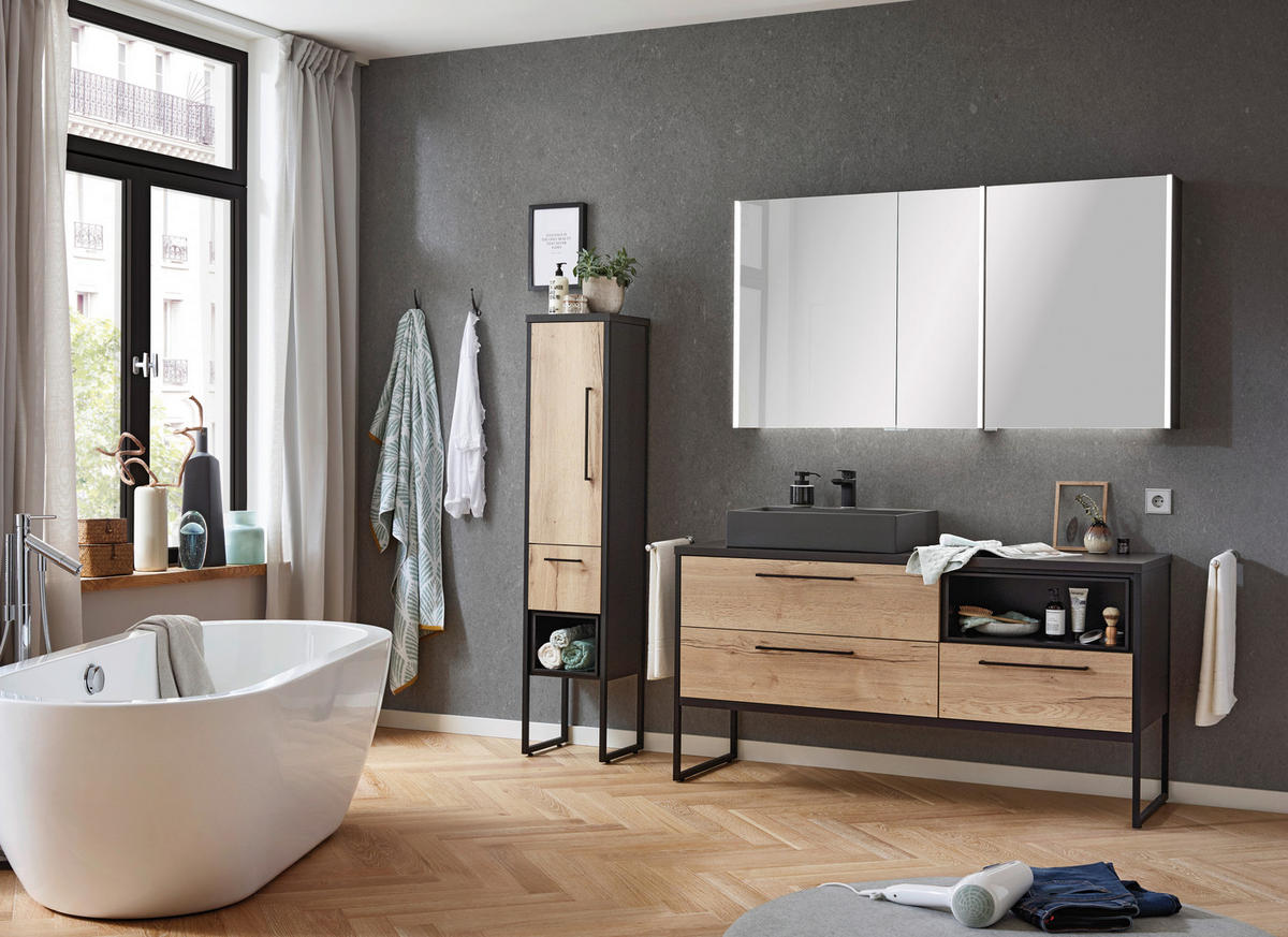 BADEZIMMER  in 155 cm  - Eichefarben/Anthrazit, Design, Keramik/Holzwerkstoff (155cm) - Dieter Knoll