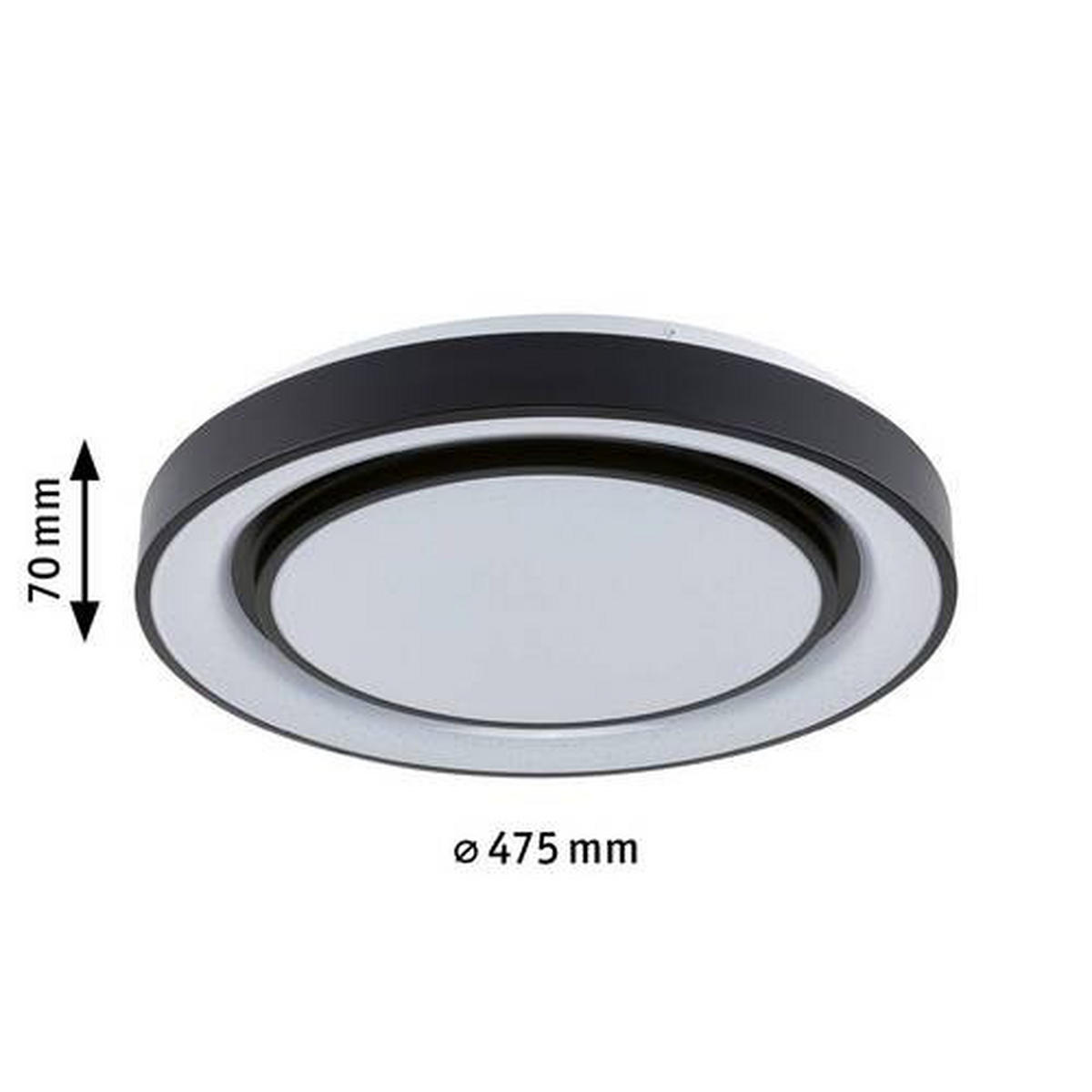 DECKENLEUCHTE 47,5/7 cm   - Schwarz/Weiß, Design, Kunststoff/Metall (47,5/7cm) - Paulmann