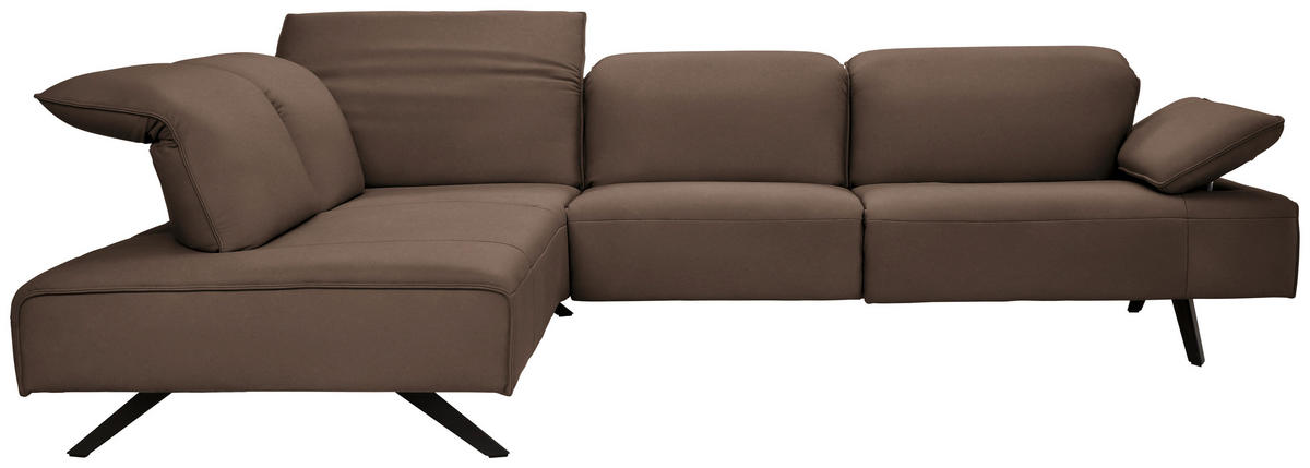 ECKSOFA  in Echtleder Dunkelbraun  230/290 cm  - Anthrazit/Dunkelbraun, Design, Leder/Metall (230/290cm) - Johann Jakob