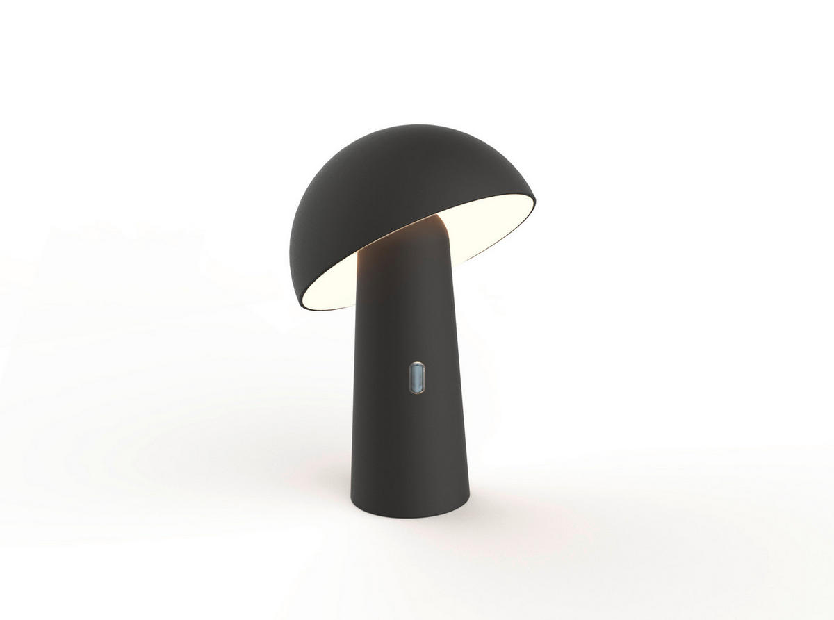 AKKU-TISCHLEUCHTE Shitake 16,5/25,5/16,5 cm   - Schwarz, Design, Kunststoff (16,5/25,5/16,5cm) - New Garden