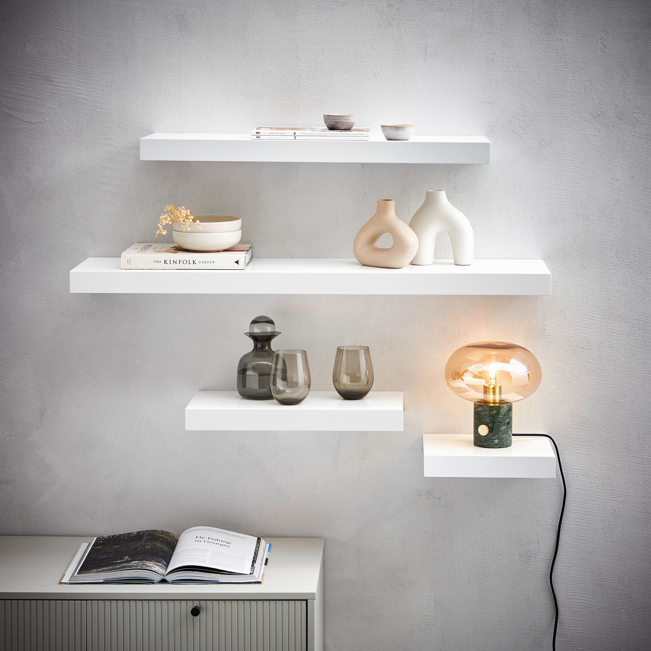 POLIȚĂ DE PERETE in 110/5/25 cm alb lucios intens